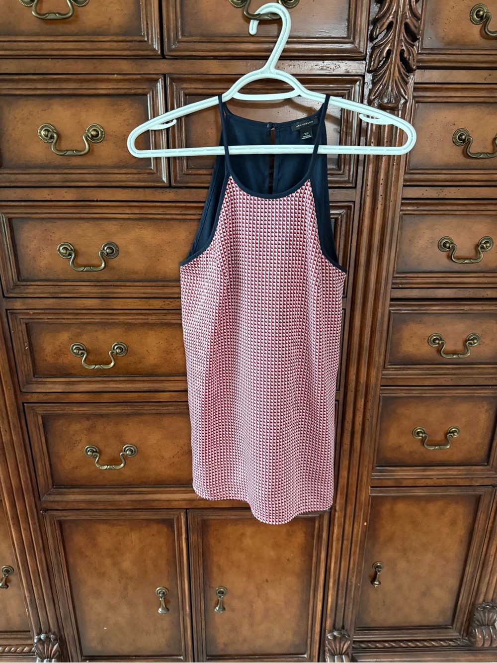 Ann Taylor Pink and Black Printed Halter Tank Top